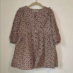 Girls Cream Floral Button-Front Dress Zara